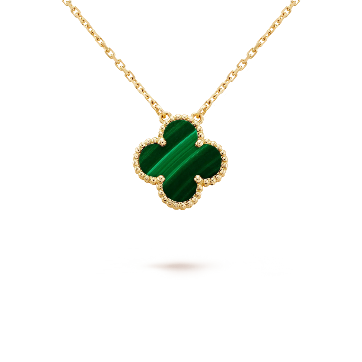 [Limara]CLOVER 15MM MALACHITE SINGLE FLOWER  NECKLACE