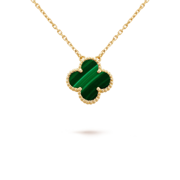 [Limara]CLOVER 15MM MALACHITE SINGLE FLOWER  NECKLACE