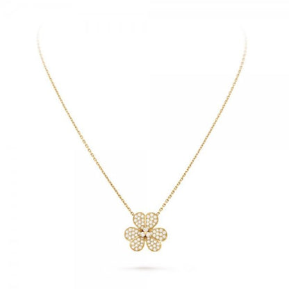 [Limara]PAVÉ DIAMOND FLOWER CHARM NECKLACE