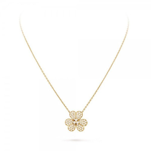 [Limara]PAVÉ DIAMOND FLOWER CHARM NECKLACE