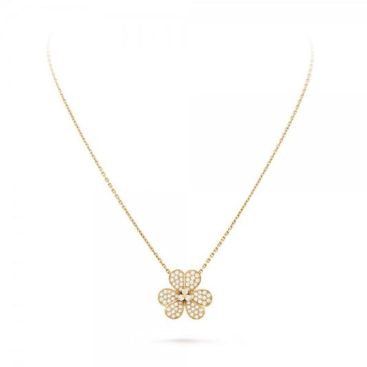[Limara]PAVÉ DIAMOND FLOWER CHARM NECKLACE