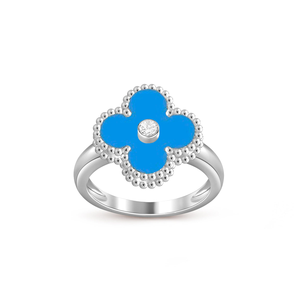 [Limara]LUCKY CLOVER DIAMOND-ACCENT WHITE GOLD RING COLLECTION