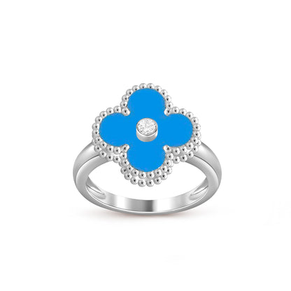 [Limara]LUCKY CLOVER DIAMOND-ACCENT WHITE GOLD RING COLLECTION