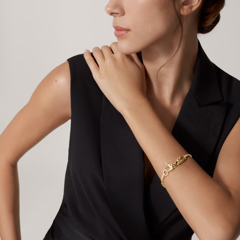 [Limara] PANTHERE HALF DIAMOND ON CHAIN BRACELET