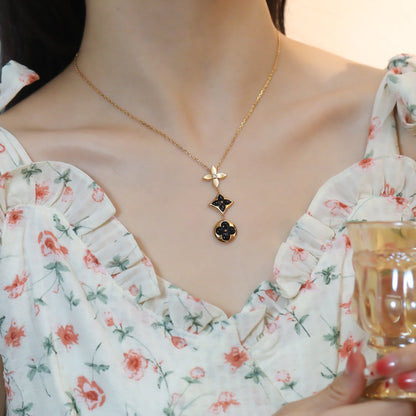 [Limara]STAR AND SUN ONYX ROSE GOLD NECKLACE