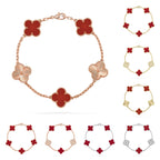 [Limara]LUCKY CLOVER 5-MOTIF-ARMBAND – KOLLEKTION ROTER KARNEOL