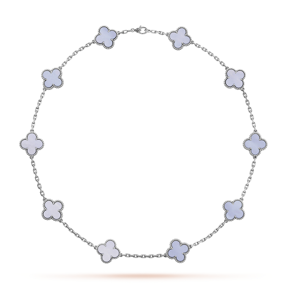 [Limara]CLOVER 10 MOTIFS BLUE CHALCEDONY NECKLACE