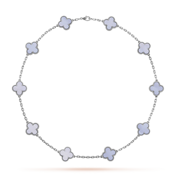 [Limara]CLOVER 10 MOTIFS BLUE CHALCEDONY NECKLACE