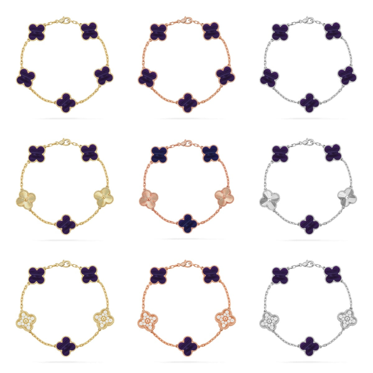 [Limara] CLOVER 5 MOTIF PURPLE STRIPES BRACELET COLLECTION