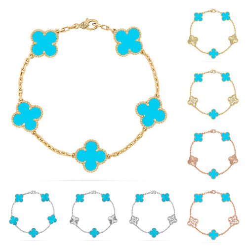[Limara]LUCKY CLOVER 5-MOTIF BRACELET - TURQUOISE COLLECTION