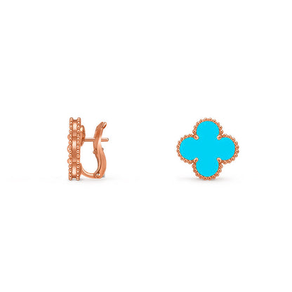 [Limara]15MM CLOVER FLOWER STUD EARRINGS ROSE GOLD COLLECTION