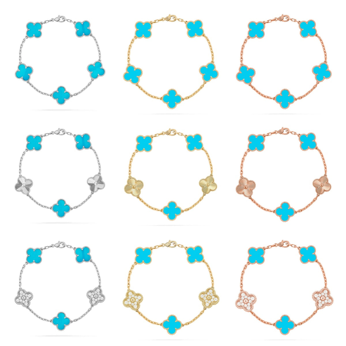 [Limara]  CLOVER 5 MOTIF TURQUOISE BRACELET COLLECTION