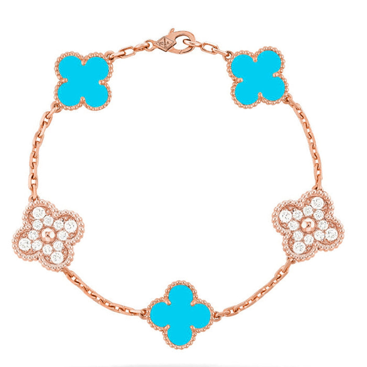 [Limara]LUCKY CLOVER 5-MOTIF BRACELET - TURQUOISE COLLECTION
