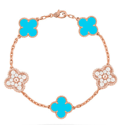 [Limara]LUCKY CLOVER 5-MOTIF BRACELET - TURQUOISE COLLECTION