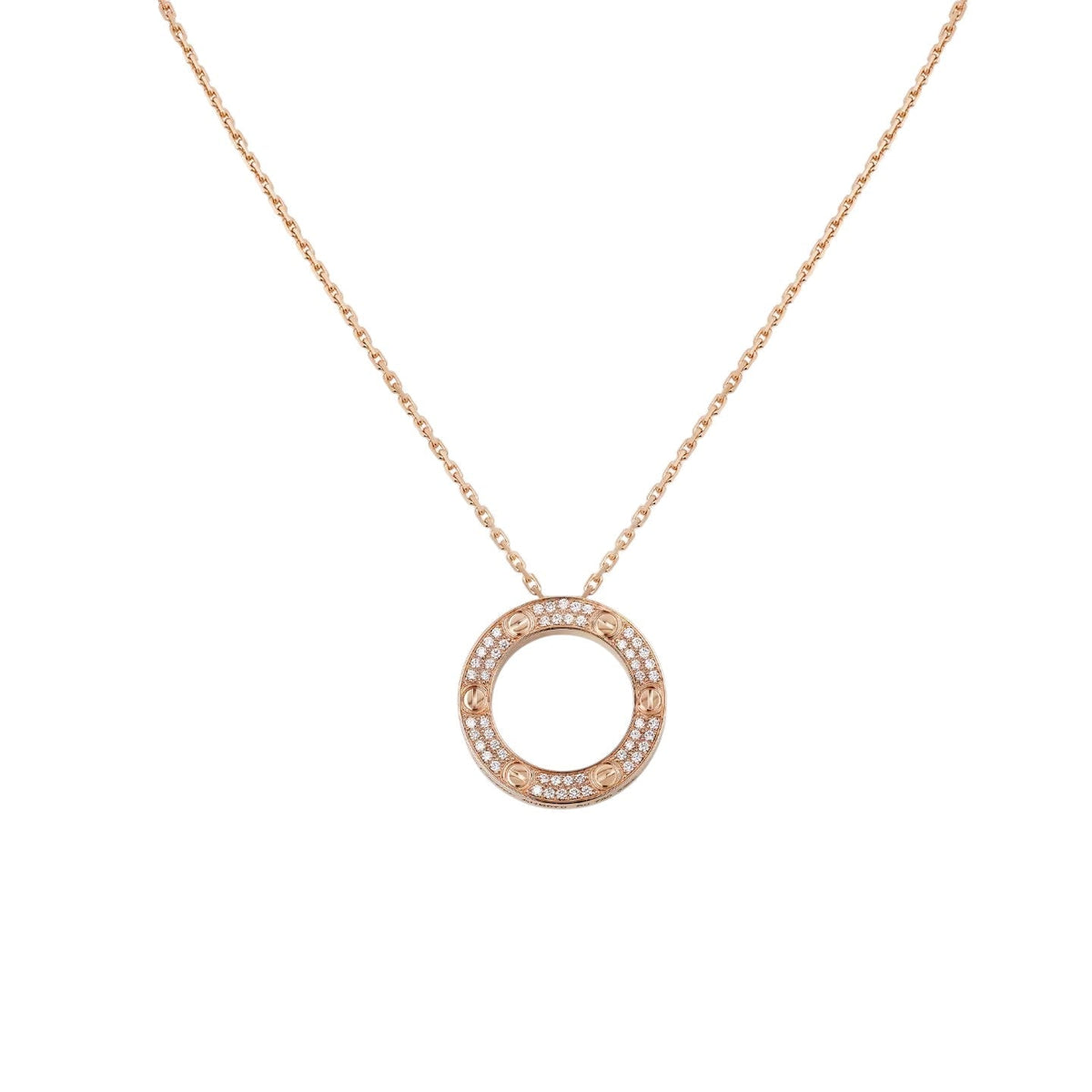 [Limara]LOVE LARGE CIRCULAR PENDANT FULL-PAVÉ DIAMOND NECKLACE