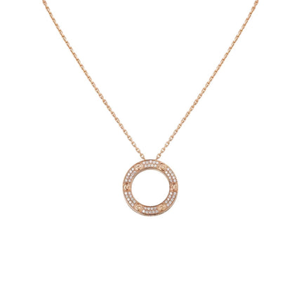 [Limara]LOVE LARGE CIRCULAR PENDANT FULL-PAVÉ DIAMOND NECKLACE