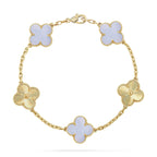 [Limara]LUCKY CLOVER 5-MOTIF BRACELET - PURPLE CHALCEDONY COLLECTION