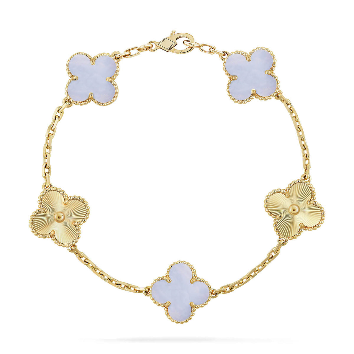 [Limara]LUCKY CLOVER 5-MOTIF BRACELET - PURPLE CHALCEDONY COLLECTION