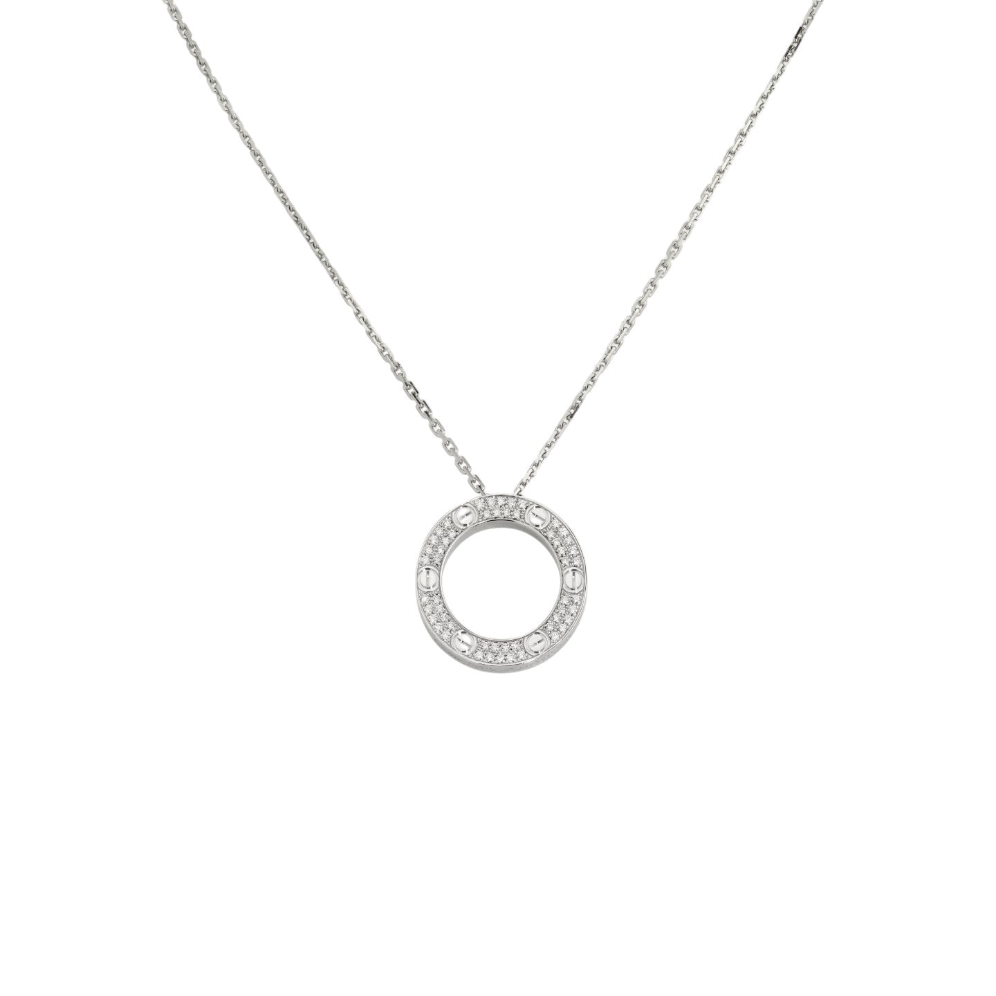 [Limara]LOVE LARGE CIRCULAR PENDANT FULL-PAVÉ DIAMOND NECKLACE