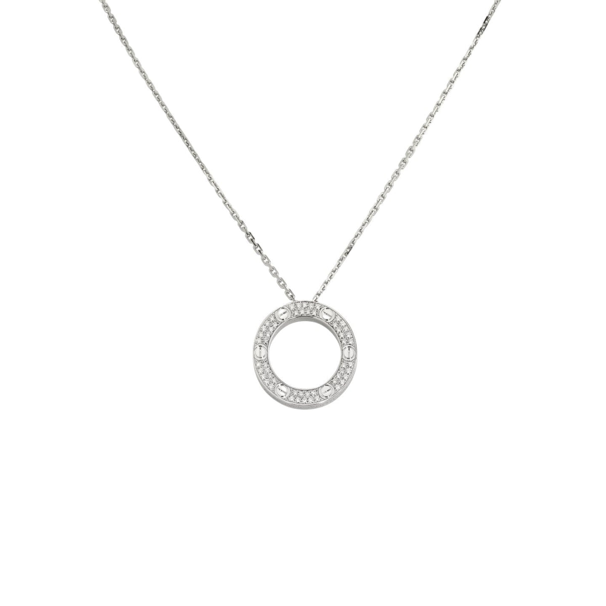 [Limara]LOVE LARGE CIRCULAR PENDANT FULL-PAVÉ DIAMOND NECKLACE