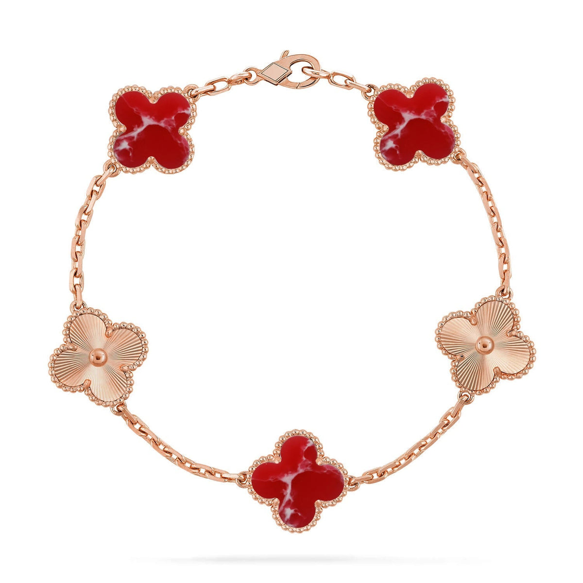 [Limara] CLOVER 5 MOTIF RED PATTERN BRACELET COLLECTION
