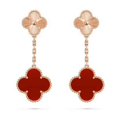 [Limara]CLOVER DUAL-MOTIF STATEMENT STUD EARRINGS - DOUBLE-CHARM COLLECTION