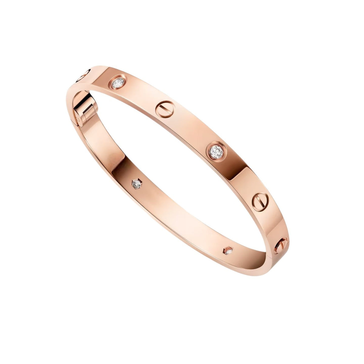 [Limara]CLASSIC 6.1MM LOVE SINGLE-SCREW CLOSURE BANGLE - 4-DIAMOND