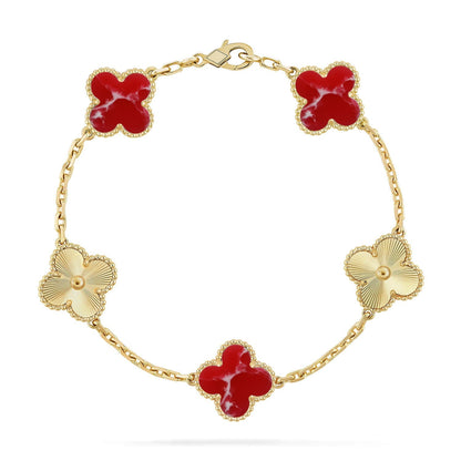 [Limara]LUCKY CLOVER 5-MOTIF BRACELET - RED LARIMAR COLLECTION