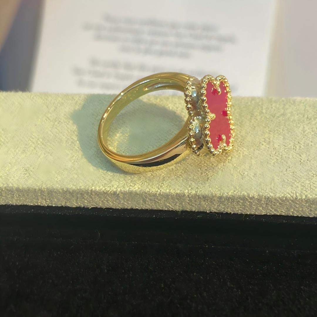 [Limara]NEW CLOVER PINK ENAMEL RINGS