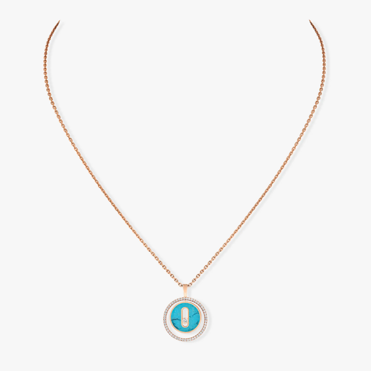 [Limara]LUCKY MOVE 1 DIAMOND TURQUOISE PINK GOLD DIAMOND NECKLACE