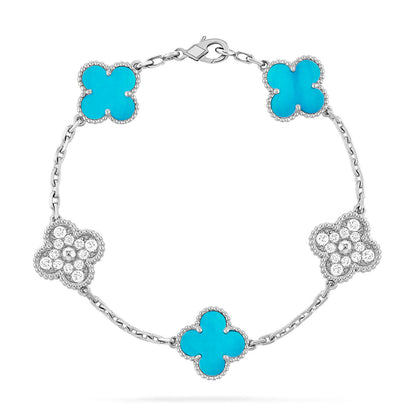 [Limara]LUCKY CLOVER 5-MOTIF BRACELET - TURQUOISE COLLECTION