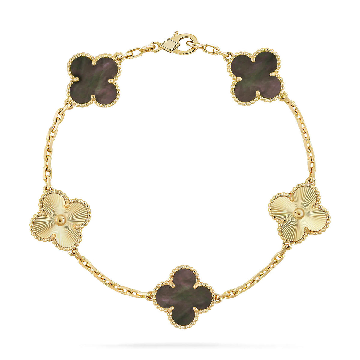[Limara]LUCKY CLOVER 5-MOTIF BRACELET - GREY MOTHER-OF-PEARL COLLECTION