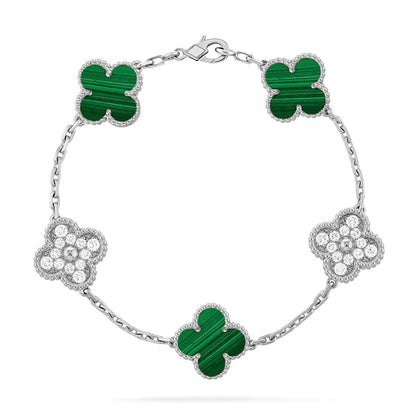 [Limara]LUCKY CLOVER 5-MOTIF BRACELET - MALACHITE COLLECTION