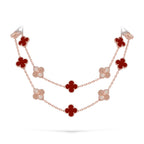 [Limara]CLASSIC 20-MOTIF LUCKY CLOVER LONG NECKLACE ROSE GOLD COLLECTION