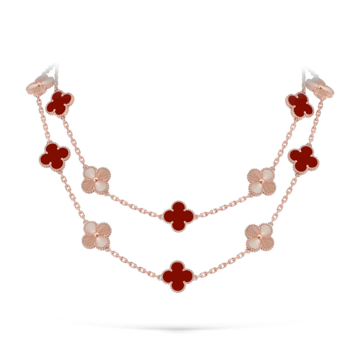 [Limara]CLASSIC 20-MOTIF LUCKY CLOVER LONG NECKLACE ROSE GOLD COLLECTION