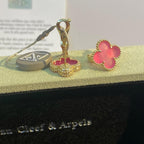 [Limara]NEW CLOVER 15MM PINK ENAMEL STUD EARRINGS