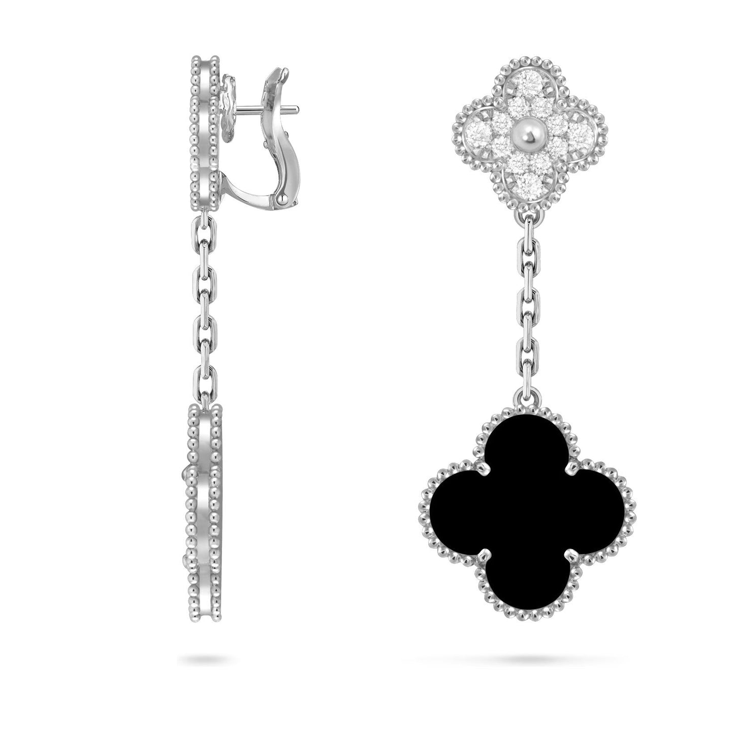 [Limara]CLOVER DUAL-MOTIF STATEMENT STUD EARRINGS - DOUBLE-CHARM COLLECTION
