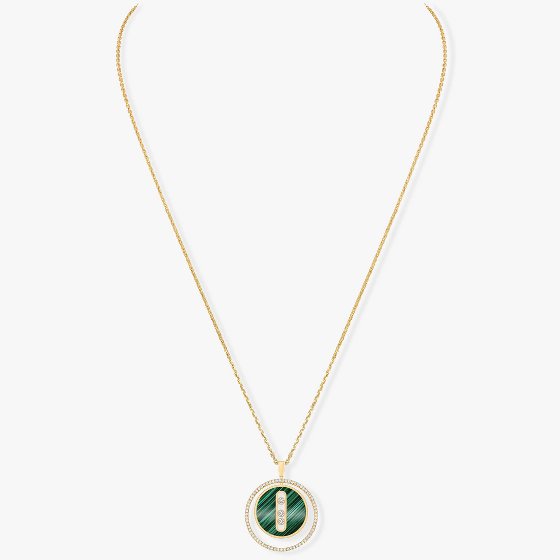 [Limara]LUCKY MOVE 3 DIAMOND MALACHITE GOLD DIAMOND NECKLACE