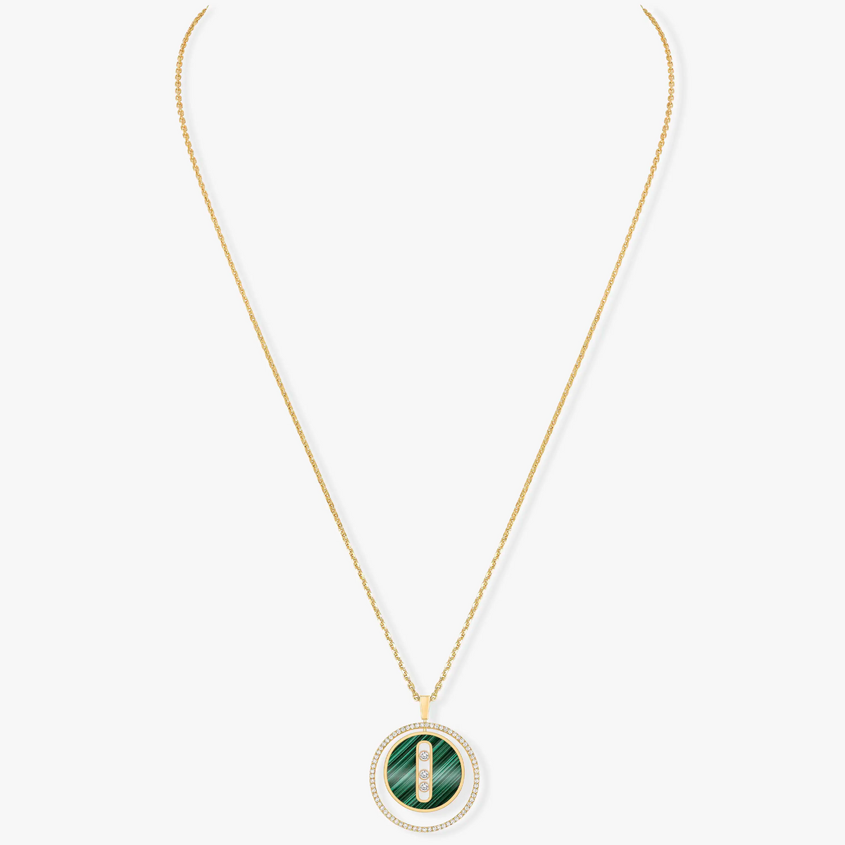 [Limara]LUCKY MOVE 3 DIAMOND MALACHITE GOLD DIAMOND NECKLACE