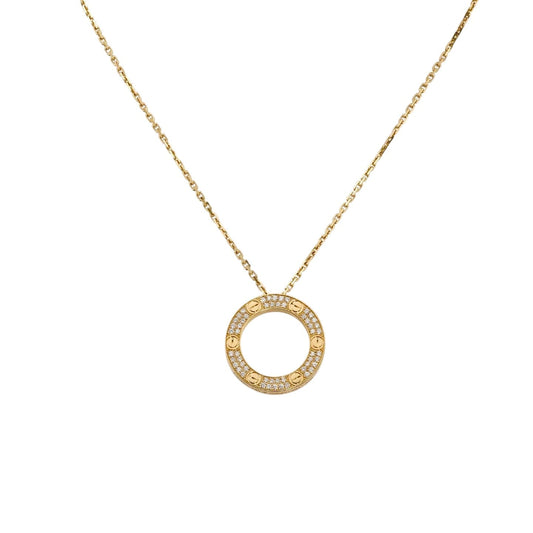 [Limara]LOVE LARGE CIRCULAR PENDANT FULL-PAVÉ DIAMOND NECKLACE
