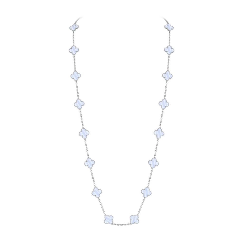 [Limara]CLASSIC 20-MOTIF LUCKY CLOVER LONG NECKLACE WHITE GOLD COLLECTION