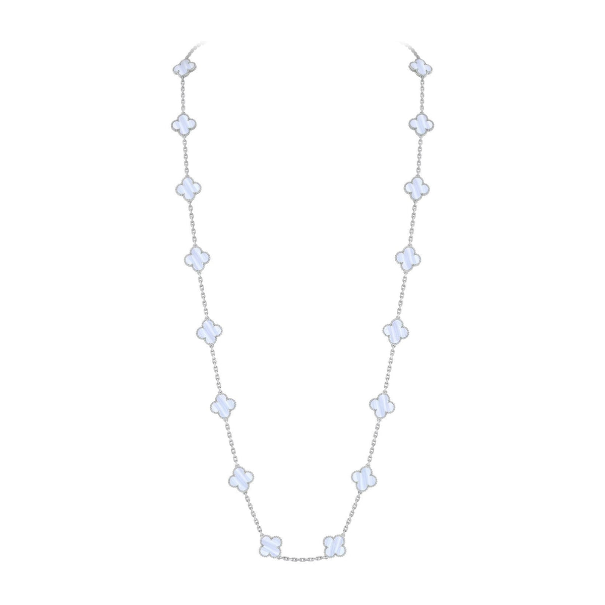 [Limara]CLASSIC 20-MOTIF LUCKY CLOVER LONG NECKLACE WHITE GOLD COLLECTION