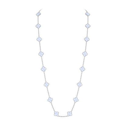 [Limara]CLASSIC 20-MOTIF LUCKY CLOVER LONG NECKLACE WHITE GOLD COLLECTION