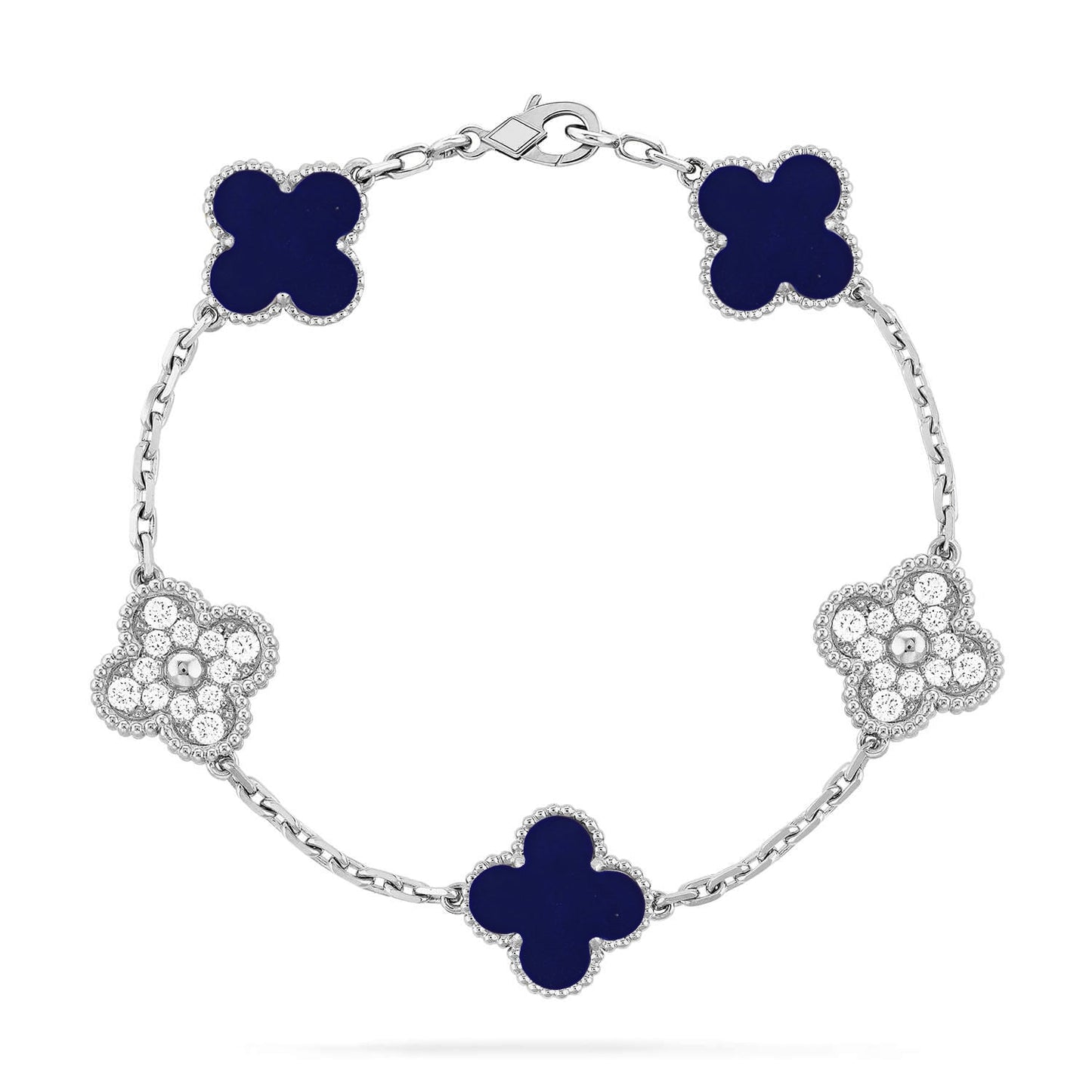 [Limara]LUCKY CLOVER 5-MOTIF BRACELET - LAPIS LAZULI COLLECTION
