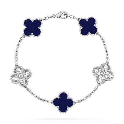 [Limara]LUCKY CLOVER 5-MOTIF BRACELET - LAPIS LAZULI COLLECTION