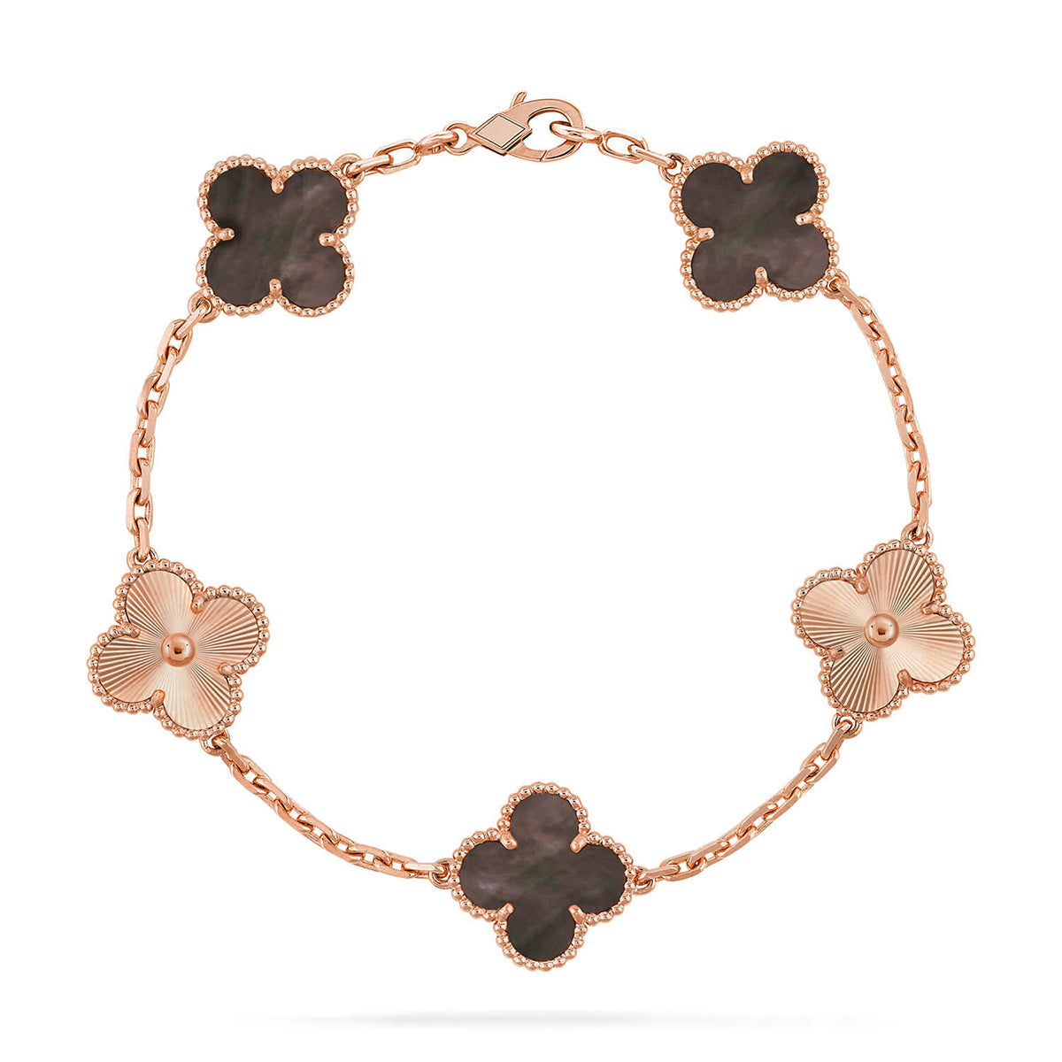 [Limara]LUCKY CLOVER 5-MOTIF BRACELET - GREY MOTHER-OF-PEARL COLLECTION
