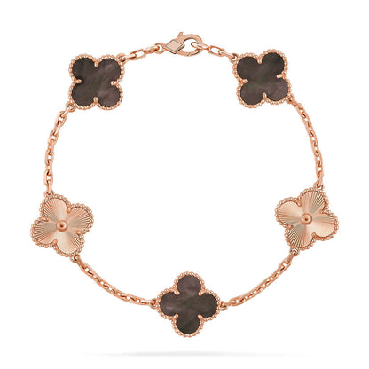 [Limara]LUCKY CLOVER 5-MOTIF BRACELET - GREY MOTHER-OF-PEARL COLLECTION