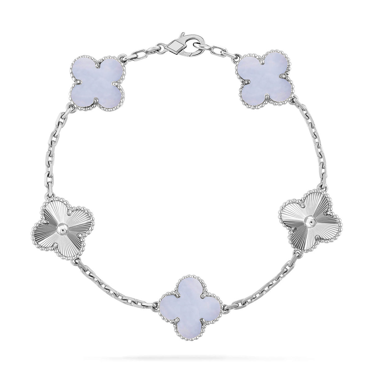[Limara]LUCKY CLOVER 5-MOTIF BRACELET - PURPLE CHALCEDONY COLLECTION