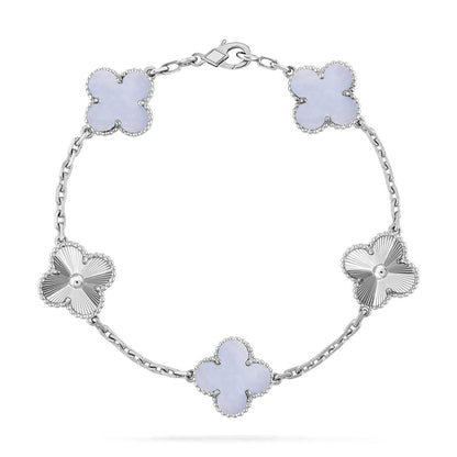 [Limara]LUCKY CLOVER 5-MOTIF BRACELET - PURPLE CHALCEDONY COLLECTION