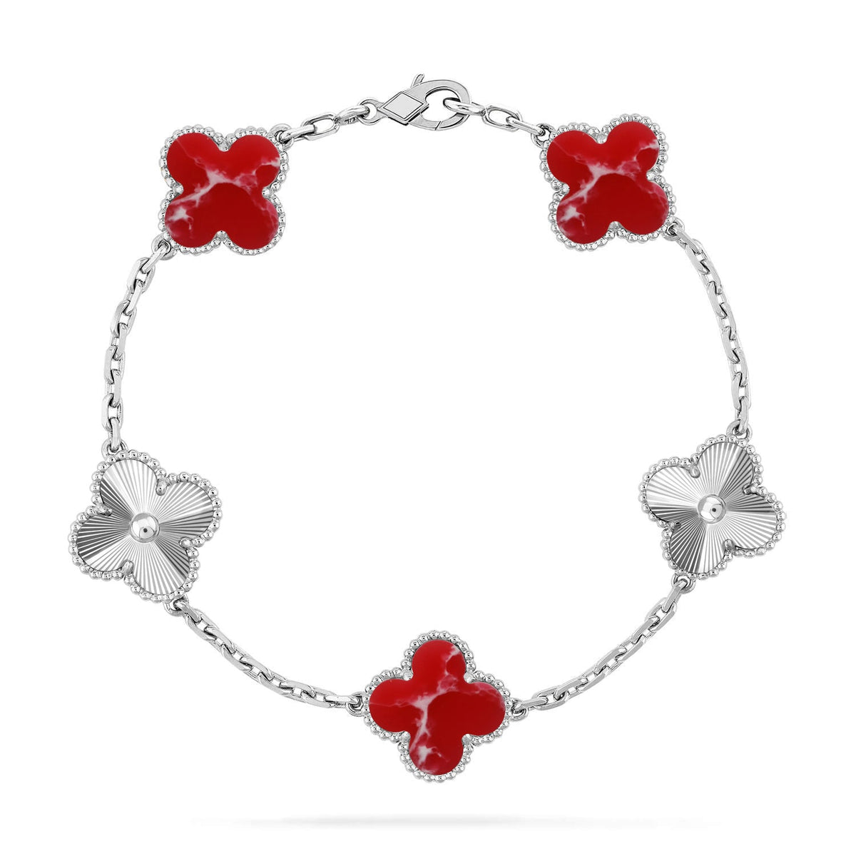 [Limara]LUCKY CLOVER 5-MOTIF BRACELET - RED LARIMAR COLLECTION